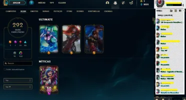 Conta LOL Platina 2 292 skin, todos os champs