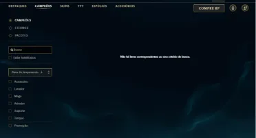 Conta LOL Platina 2 292 skin, todos os champs
