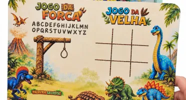 Tabuleiro e lousa Dinossauros com bolsinha e jogos