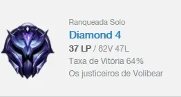 Conta LoL Diamante 4 64% Win rate Bom MMR League of Legends