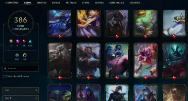 CONTA DE LOL COM 386 SKINS - SUPER BARATA - NÃO JOGO MAIS -