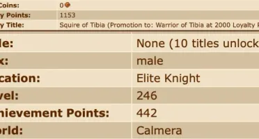 Knight Tibia Global - Level 246 - Skill 106 - Mundo Calmera