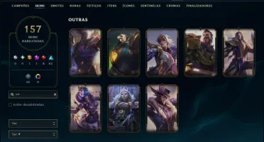 Prata 2 com TODOS os Champs e 157 Skins ( JG / TOP / ADC )