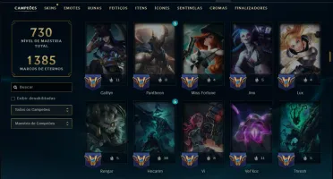 Prata 2 com TODOS os Champs e 157 Skins ( JG / TOP / ADC )