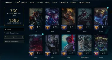 Prata 2 com TODOS os Champs e 157 Skins ( JG / TOP / ADC )