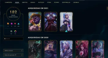 Conta LoL S10 Gold 2 Solo/Duo - Plat I TFT (184 Skins)