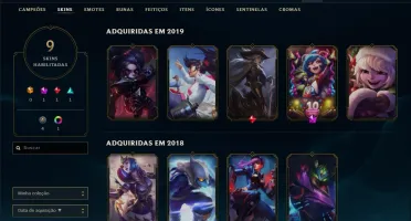 Conta bronze 3 com 9 skins e 53 champs