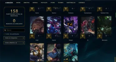 Conta bronze 3 com 9 skins e 53 champs