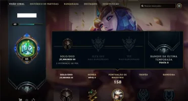 Conta bronze 3 com 9 skins e 53 champs