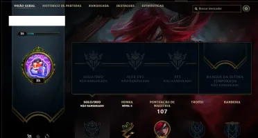 Conta unranked com 28 champs, 8 skins ( 2 vitoriosas )