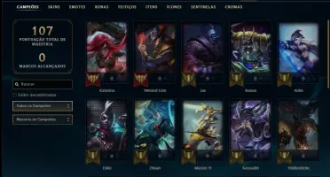 Conta unranked com 28 champs, 8 skins ( 2 vitoriosas )