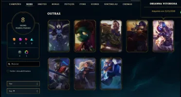 Conta unranked com 28 champs, 8 skins ( 2 vitoriosas )