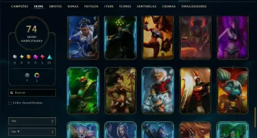 Unranked com 70 Champs e 74 Skins ( JG / TOP )