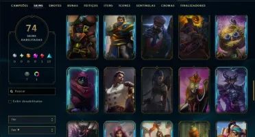 Unranked com 70 Champs e 74 Skins ( JG / TOP )