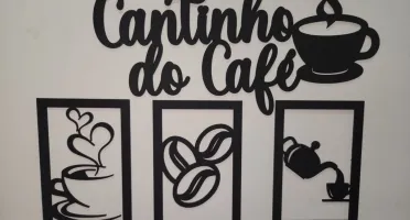 Kit 4 Peças Cantinho do Café em MDF Preto 25 cm