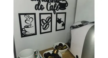 Kit 4 Peças Cantinho do Café em MDF Preto 25 cm