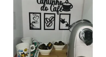 Kit 4 Peças Cantinho do Café em MDF Preto 25 cm