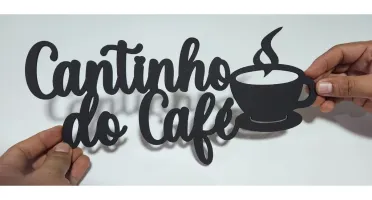 Kit 4 Peças Cantinho do Café em MDF Preto 25 cm