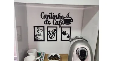 Kit 4 Peças Cantinho do Café em MDF Preto 25 cm