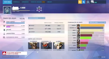 Conta Overwatch Level 1000 com muitas skins