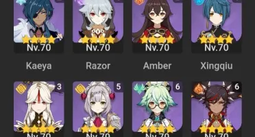 Conta genshin com 18 Personagens T5 e 5 armas T5