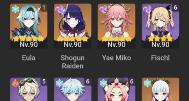 Conta genshin com 18 Personagens T5 e 5 armas T5