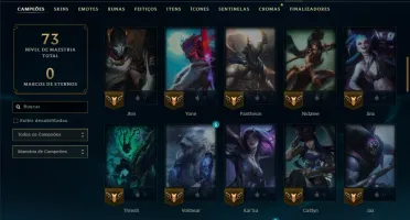 Platina 1 com 70 Champs e 49 Skins
