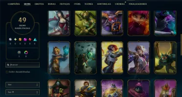 Platina 1 com 70 Champs e 49 Skins
