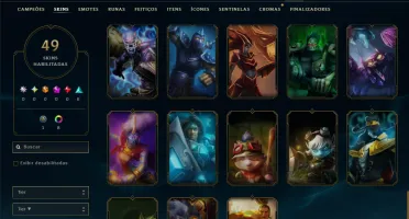 Platina 1 com 70 Champs e 49 Skins