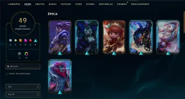 Platina 1 com 70 Champs e 49 Skins