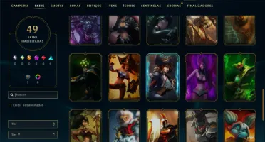 Platina 1 com 70 Champs e 49 Skins