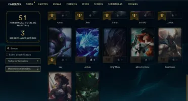 Unranked com 30 Champs e 6 Skins ( MAIN ADC )
