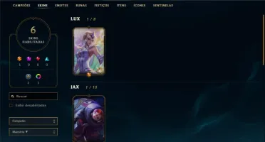 Conta League of legends, Diamante 5 , 44 Champs, 6 Skins