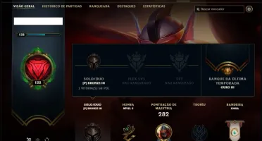 Conta bronze 3 com 120 champs e 153 skins