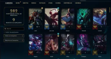 Conta bronze 3 com 120 champs e 153 skins