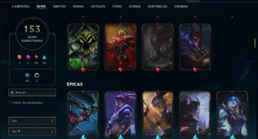 Conta bronze 3 com 120 champs e 153 skins