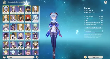 Conta Genshin Impact Ar54 (Ganyu, Andarilho, Ayaka, Yelan..)