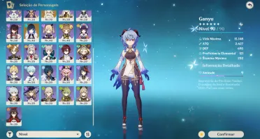 Conta Genshin Impact Ar54 (Ganyu, Andarilho, Ayaka, Yelan..)