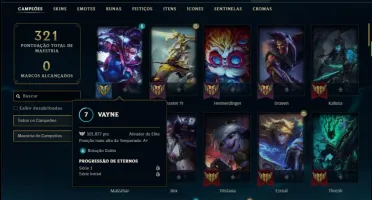 Conta prata 2 com 36 skins e 91 champs