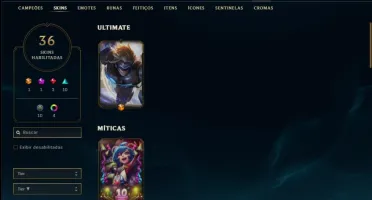 Conta prata 2 com 36 skins e 91 champs