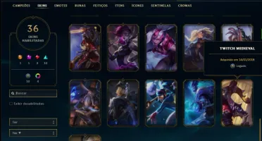 Conta prata 2 com 36 skins e 91 champs