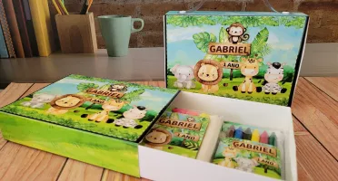 Kit Colorir e Modelar Safari com Caixinha Maleta