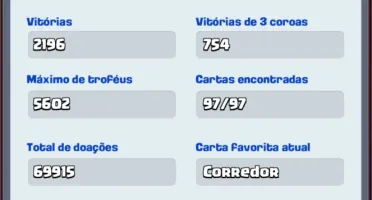 CONTA CLASH ROYALE NÍVEL 12