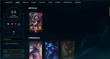 Conta bronze 3 com 91 Champs e 64 Skins + 30 Espolios