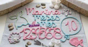 Kit Mêsversário Sereia + nome personalizado Tricotin