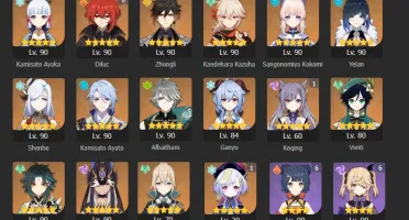 CONTA GENSHIN 16 Personagens 5⭐ + Lança de Jade R3 + 5 armas