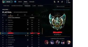 Conta League of Legends Platina