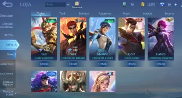 Conta lv 53 SEM BAN, 18 skins, 38 heróis, emblemas 30 ~ 40