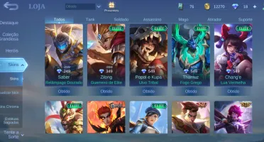 Conta lv 53 SEM BAN, 18 skins, 38 heróis, emblemas 30 ~ 40