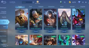 Conta lv 53 SEM BAN, 18 skins, 38 heróis, emblemas 30 ~ 40